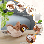 Interactive Cat Toy – Rechargeable Chirping Flapping Bird with Catnip | Touch-Activated Plush Toy for Indoor Cats