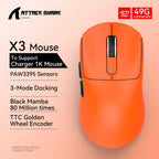 Attack Shark X3Pro/X3 Wireless Gaming Mouse – 26000 DPI, Tri-Mode Connectivity, Ergonomic Ultra-Lightweight Design with RGB for PC, Laptop & Console Gaming