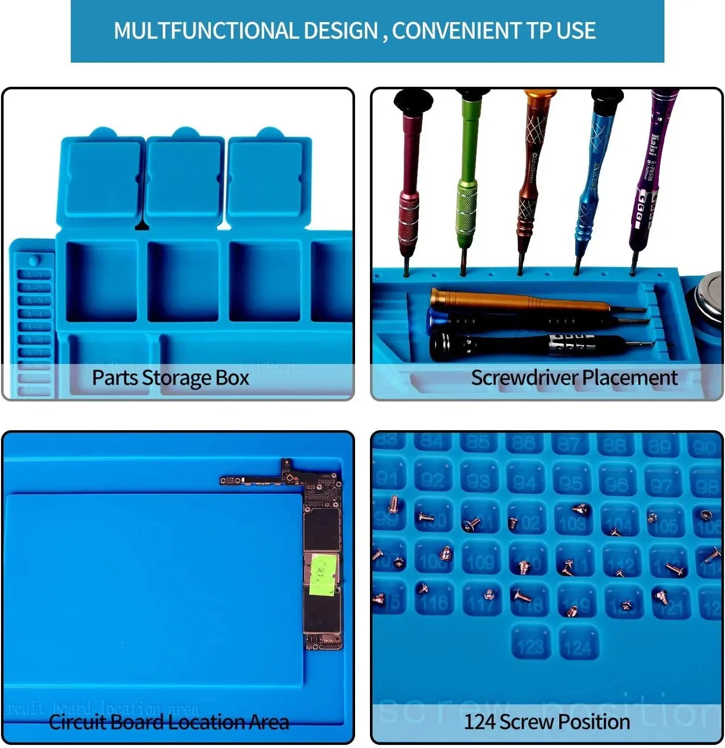 Soldering Station Silicone Work Mat – Heat-Resistant 932°F, Anti-Static Magnetic Mat for Electronics, Phone & Laptop Repair