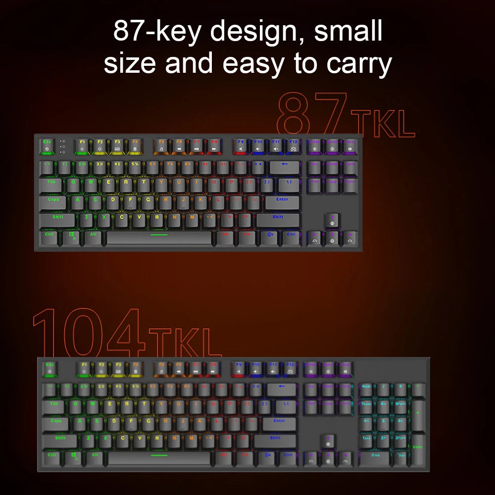 KB-K113 Mechanical Keyboard 80% Form Factor 87 Keys Gaming Keyboard Wired Full Key Hot-Swappable RGB Backlight for PC Laptop