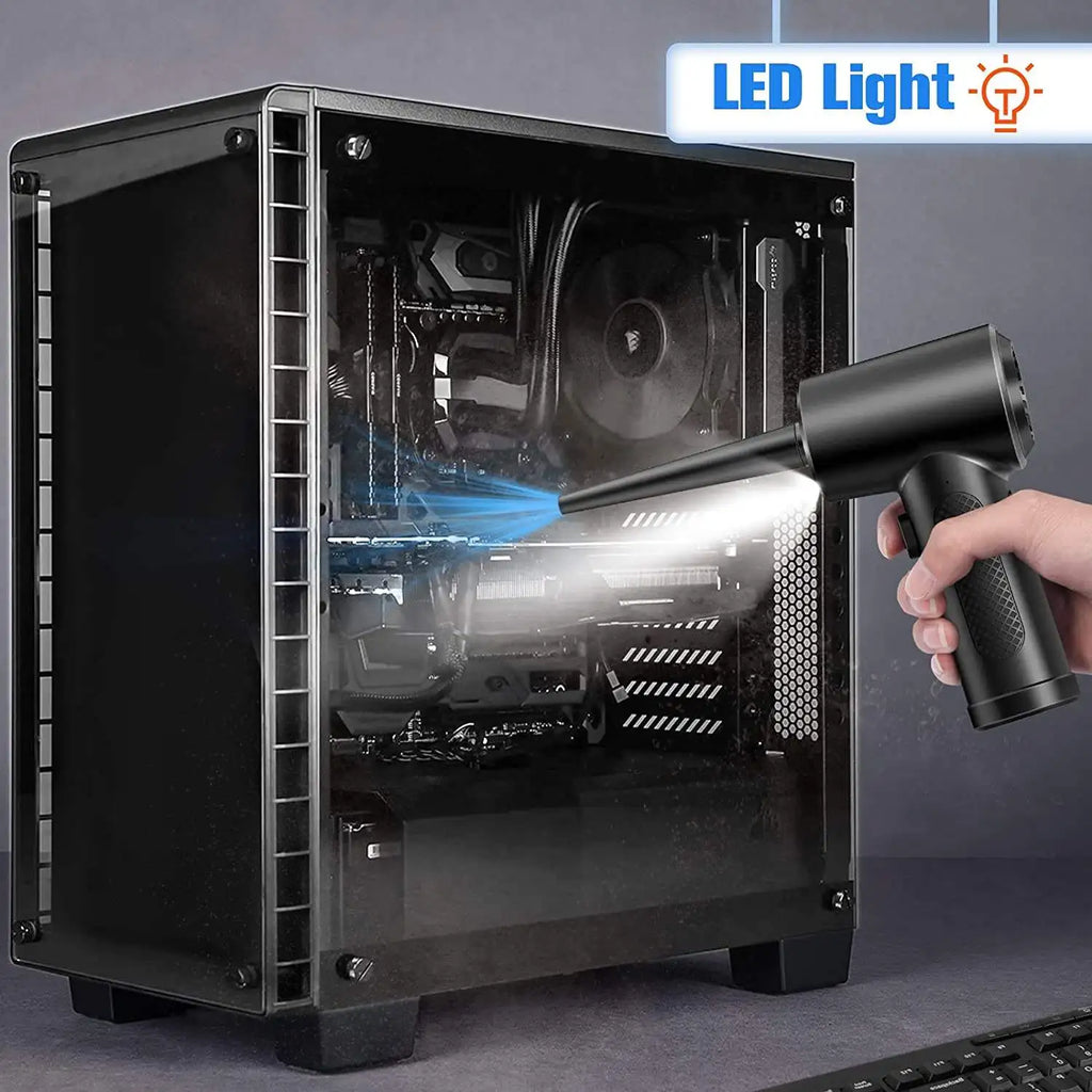 Portable Air Duster for Computer Cleaning – 51000RPM Cordless Compressed Air Blower with LED Light for PC & Keyboard