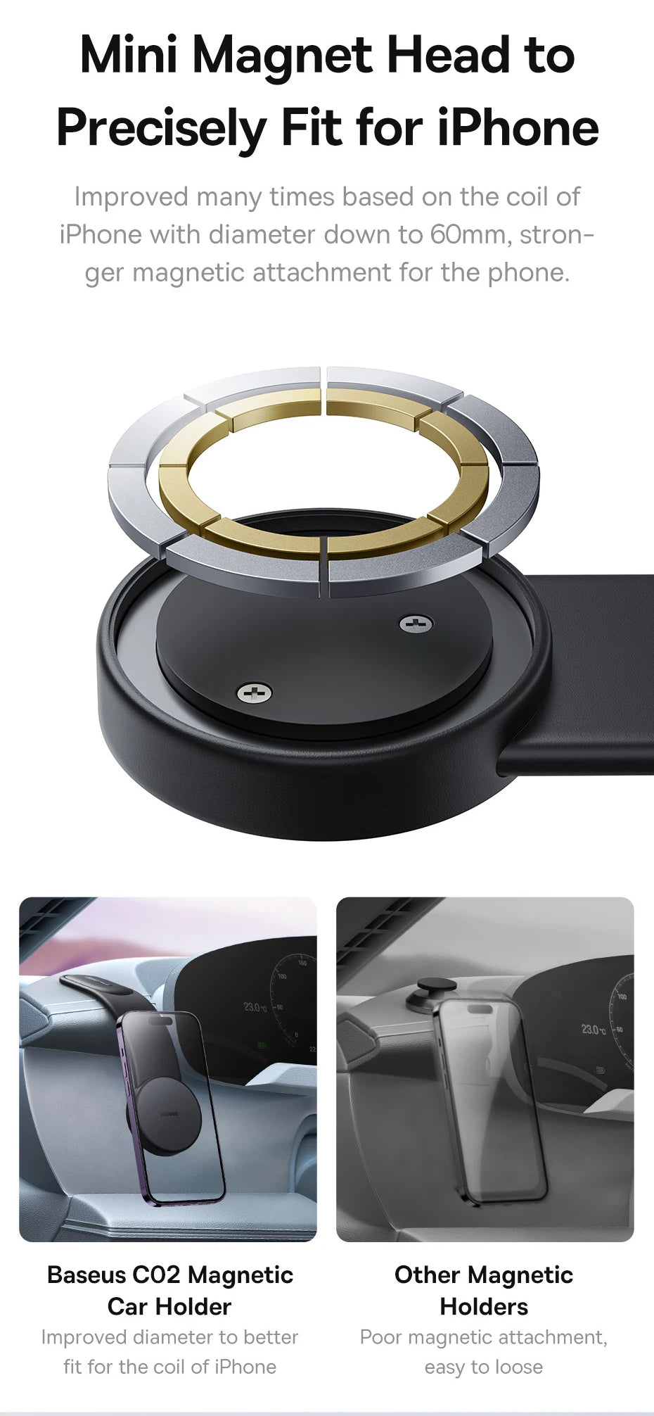 Baseus Magnetic Car Phone Holder Universal For iPhone 14 13 12 Pro Car Phone Stand Support Clip Mount Holder Magsafe Holder