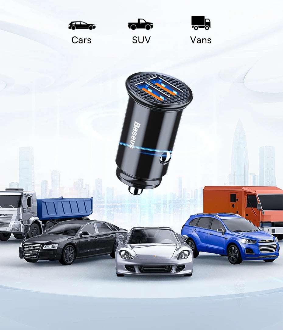 Baseus 30W USB Car Charger Quick Charge 4.0 3.0 FCP SCP USB PD For Xiaomi iPhone 12 13 14 Pro Fast Charging Car Phone Charger