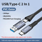 Unnlink 2-in-1 USB Type-C Data Cable – 100W PD Fast Charging & 40Gbps Thunderbolt 4/3 Compatible