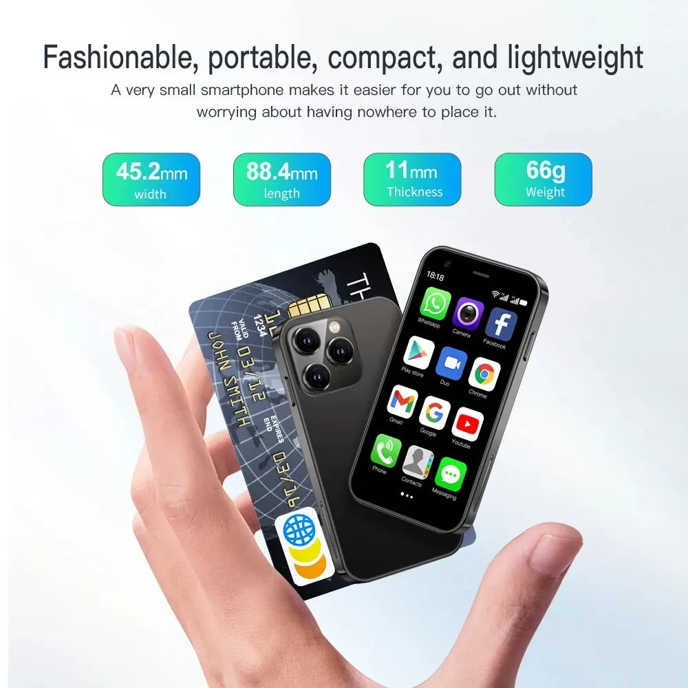 SERVO Mini Smart Phone - 3.0'' Pure Android, Dual SIM, WiFi, GPS, 2GB RAM/16GB Storage, Type-C Charging