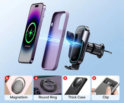 Baseus Car Wireless Charger Car Phone Holder Auto for iPhone 15 Samsung Xiaomi Phone Holder Car Holder 15W Air Vent Mount Holder