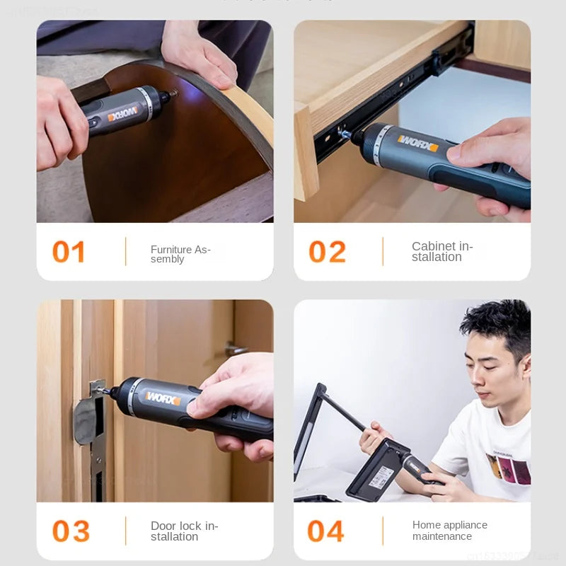 WORX WX242 Mini Electric Screwdriver Set – Smart Cordless Rechargeable Power Tool with 30 Bit Set