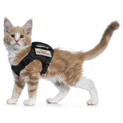 Escape-Proof Cat & Small Dog Harness Set – Adjustable Tactical Harness with Leash & Control Handle