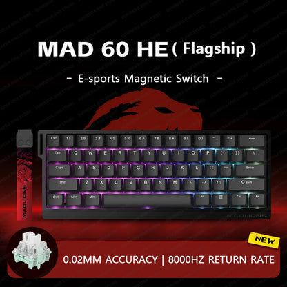 MADLIONS Mad60 Mad68 HE Mechanical Keyboard Magnetic Switch Madcatz Mad60he Wired Game Keyboard Rapid Trigger Custom Keyboard