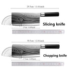 Laser Damascus Kitchen Knife & Scissors Set – Stainless Steel Sharp Chef Knives with Sharpening Rod for Cooking