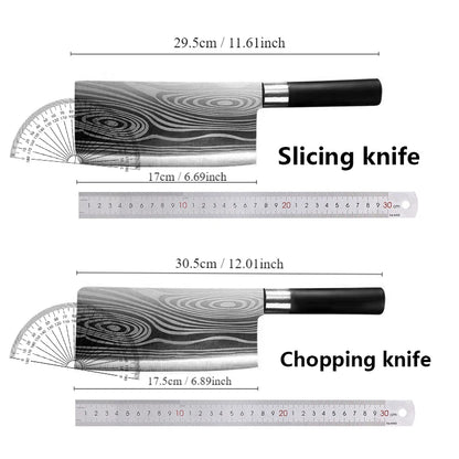 Laser Damascus Kitchen Knife & Scissors Set – Stainless Steel Sharp Chef Knives with Sharpening Rod for Cooking