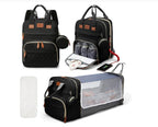 3-in-1 Diaper Bag & Foldable Baby Bed – Waterproof Travel Backpack with USB Charging, Large Capacity & Multi-Function Design