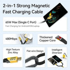 4-in-1 Fast Charging Data Cable | 65W PD & 27W QC | 1M Type-C Multi-Device Charging Cord for Android, iPhone, Tablets, Laptops