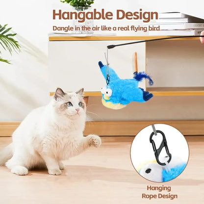 Interactive Cat Toy – Rechargeable Chirping Flapping Bird with Catnip | Touch-Activated Plush Toy for Indoor Cats