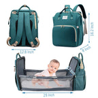 3-in-1 Diaper Bag & Foldable Baby Bed – Waterproof Travel Backpack with USB Charging, Large Capacity & Multi-Function Design