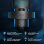 FIFINE AmpliGame A8 PLUS USB Microphone – RGB Lighting, 4 Polar Patterns, Gain Control, Live Monitoring, Mute Touch