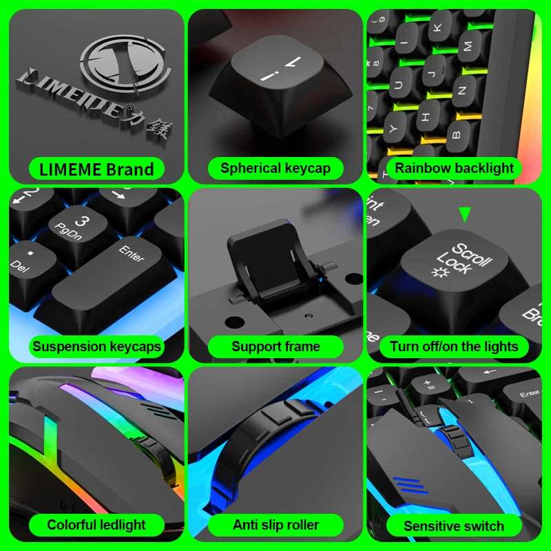 LIMEIDE GTX350 Series Wired 104 Keys Membrane Keyboard Many Kinds of Colorful Lighting Gaming and Office For Windows and IOS