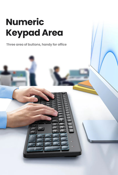 UGREEN Wireless Keyboard 2.4GHz 104 Keys Layout for Laptop Desktop Windows Mac OS PC Accessories English Russian Korean Keycaps