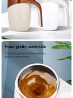 Automatic Portable Coffee Mixing Cup – Battery-Powered Electric Stainless Steel Rotary Mixer