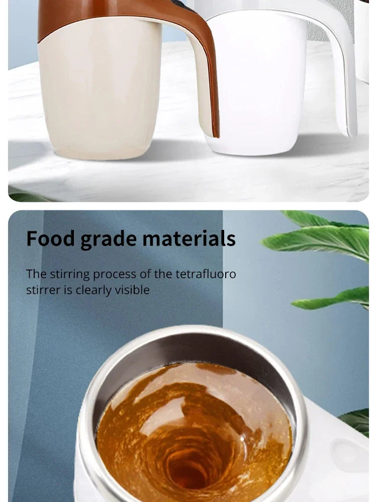 Automatic Portable Coffee Mixing Cup – Battery-Powered Electric Stainless Steel Rotary Mixer