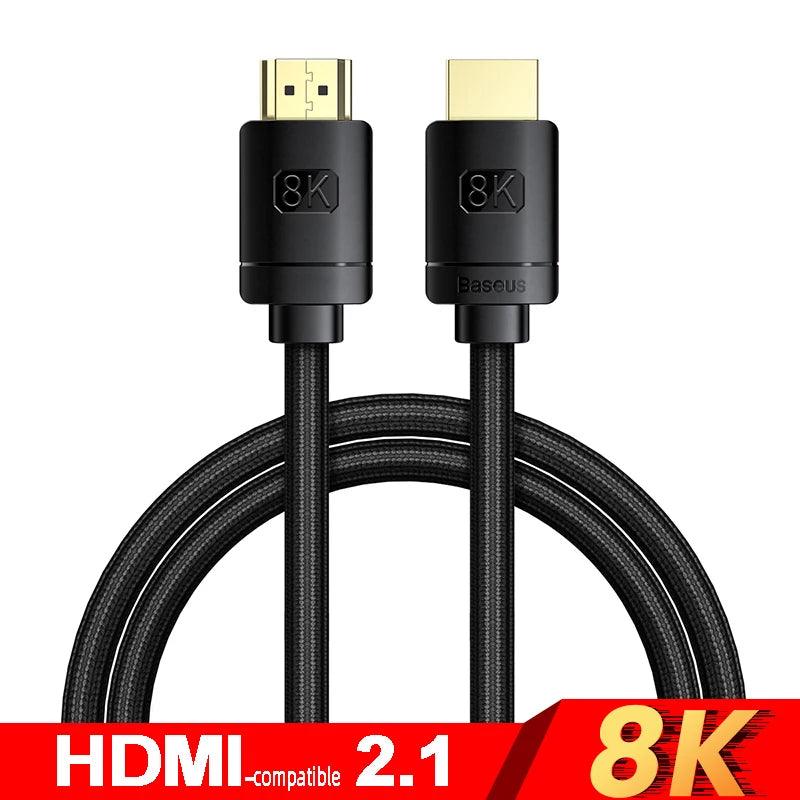 Baseus HDMI 2.1 8K Adapter Cable – Ultra HD 8K Resolution, HDR & VRR Support – Perfect for PS5, 4K/8K TVs, Mi Box, Gaming, and Home Entertainment Systems