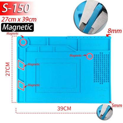Soldering Station Silicone Work Mat – Heat-Resistant 932°F, Anti-Static Magnetic Mat for Electronics, Phone & Laptop Repair