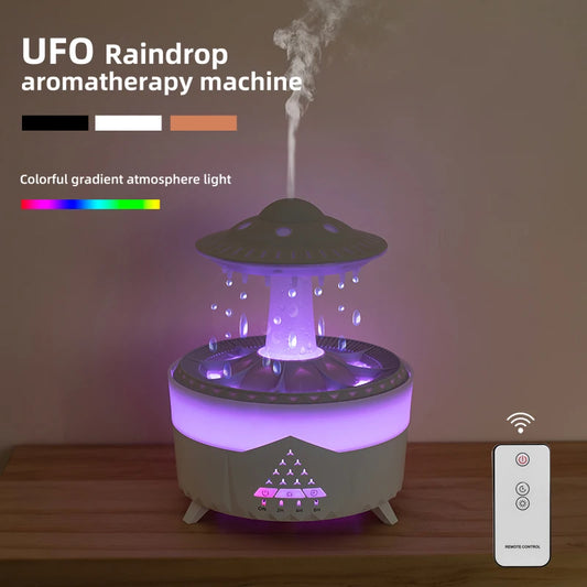 Rain Cloud Humidifier with Essential Oil Diffuser 350ml - 7 Color Night Lights, Remote Control, Water Drip Air Cooler