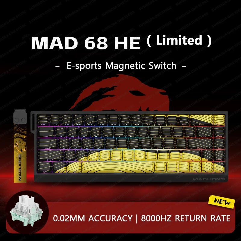 MADLIONS Mad60 Mad68 HE Mechanical Keyboard Magnetic Switch Madcatz Mad60he Wired Game Keyboard Rapid Trigger Custom Keyboard