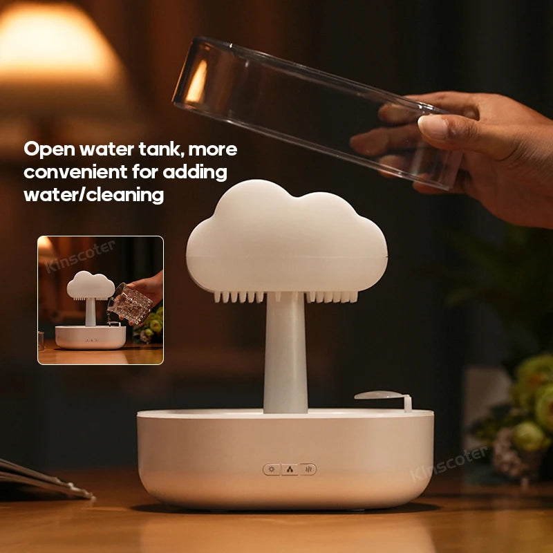 KINSCOTER Rain Clouds Zen Style Ultrasonic Air Humidifier & Essential Oil Diffuser - USB Desktop