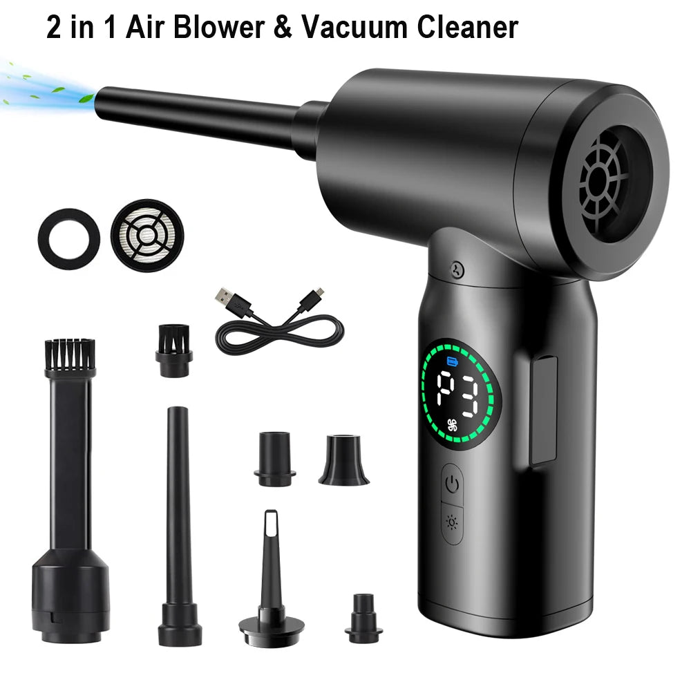 7500mAh Portable Compressed Air Duster – Cordless Multi Air Blower & Vacuum Cleaner for Keyboard & Computer Cleaning