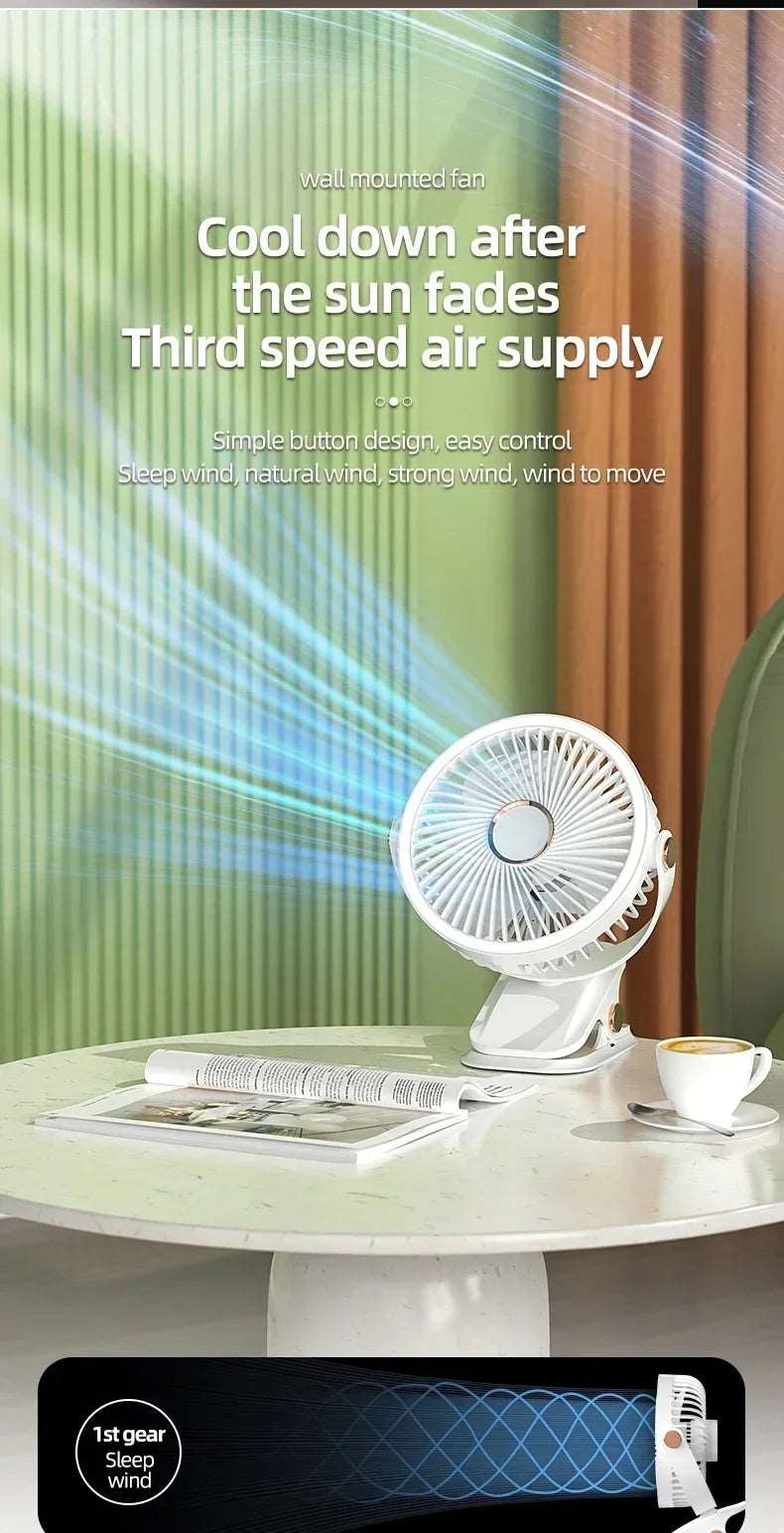 8000mAh Camping Fan Rechargeable Desktop Portable Air Circulator Wireless Ceiling Electric Fan With LED Light Clip-on Home Fan