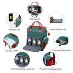 3-in-1 Diaper Bag & Foldable Baby Bed – Waterproof Travel Backpack with USB Charging, Large Capacity & Multi-Function Design