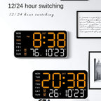 LED Digital Wall Clock – Temperature, Date & Week Display with Alarm, Voice Control & Adjustable Brightness