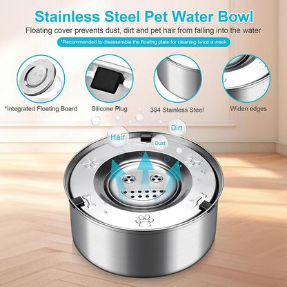 Big Capacity Stainless Steel Dog & Cat Water Bowl – No-Spill, Anti-Splash, Non-Slip Pet Feeder