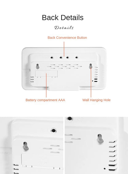 LED Digital Wall Clock – Temperature, Date & Week Display with Alarm, Voice Control & Adjustable Brightness