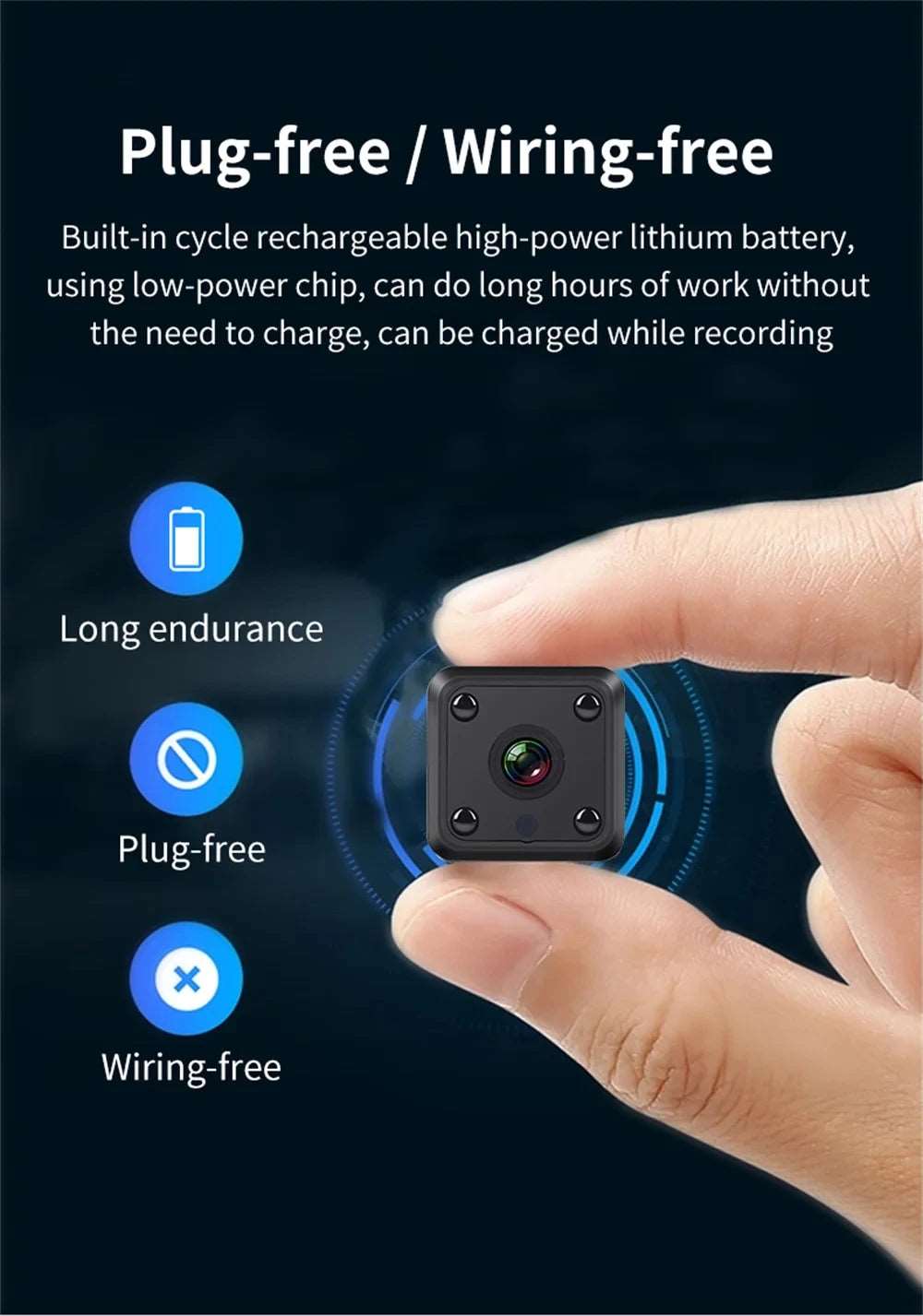 Lenovo Mini 1080P HD Camera Smart Life Wireless WiFi Remote Monitor Camera With Built-In Battery Video Night Home Security CAM