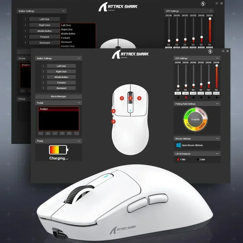 Attack Shark  X3Pro X3 Wireless Mouse Lightweight PAW3395 26000dpi Tri-Mode Connection Macro Gaming Mouse  for Win/Xbox/PS/Mac