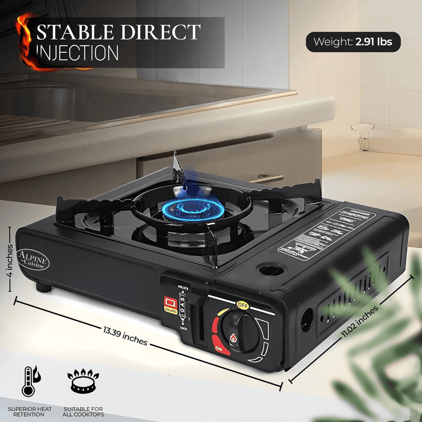 Alpine Cuisine Lightweight Portable Gas Stove for Outdoor and Indoor