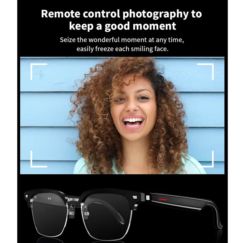 E13 Smart Glasses UV Protection Anti-Blue Light , Bluetooth Glasses Compatible for Men & Women , Black Multifunctional Wireless Sunglass , Wearable Digital Electronic Gadgets