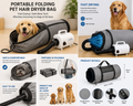 1Pc Portable Folding Pet Hair Dryer Bag - Fast Drying Safe Blow Tech, Effortless Grooming for Dogs of All Sizes